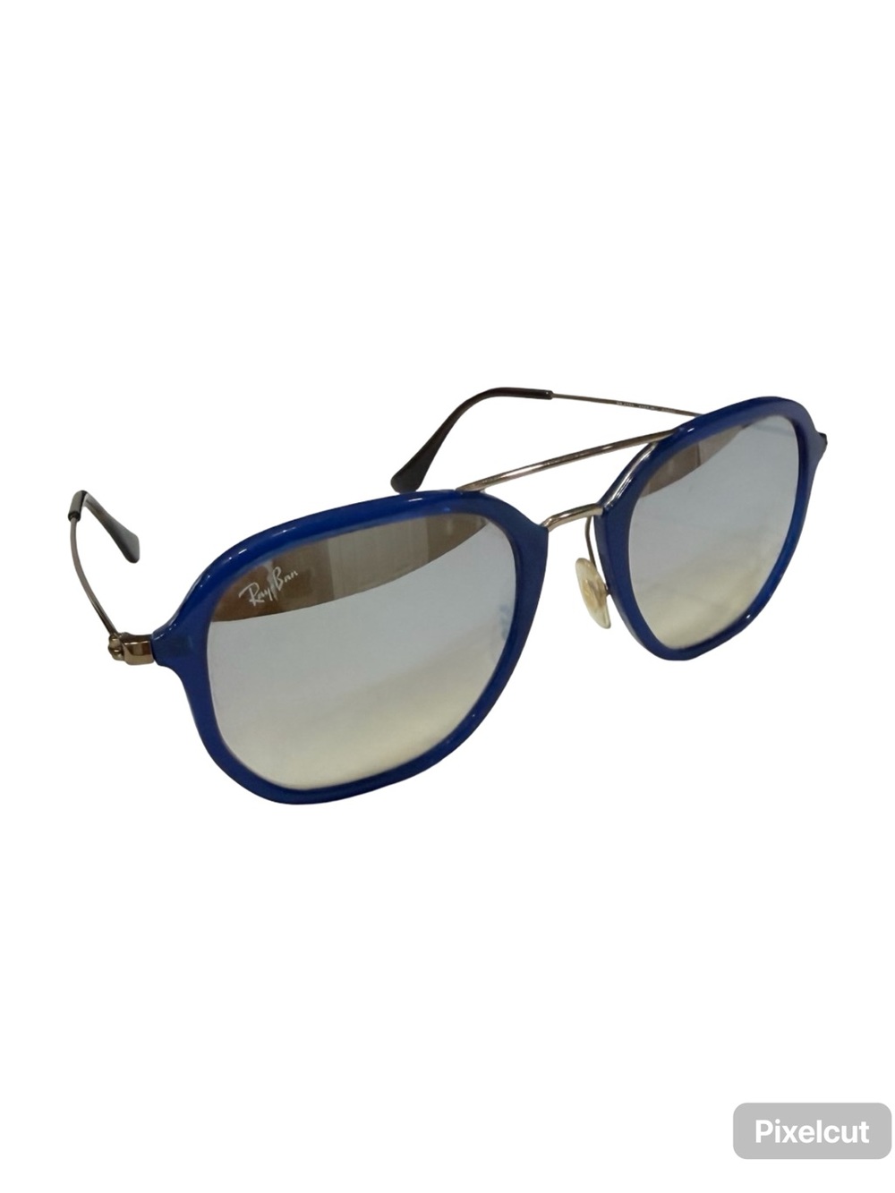Unisex Ray-Ban Blue Frame Sunglasses with Silver Mirrored Lenses